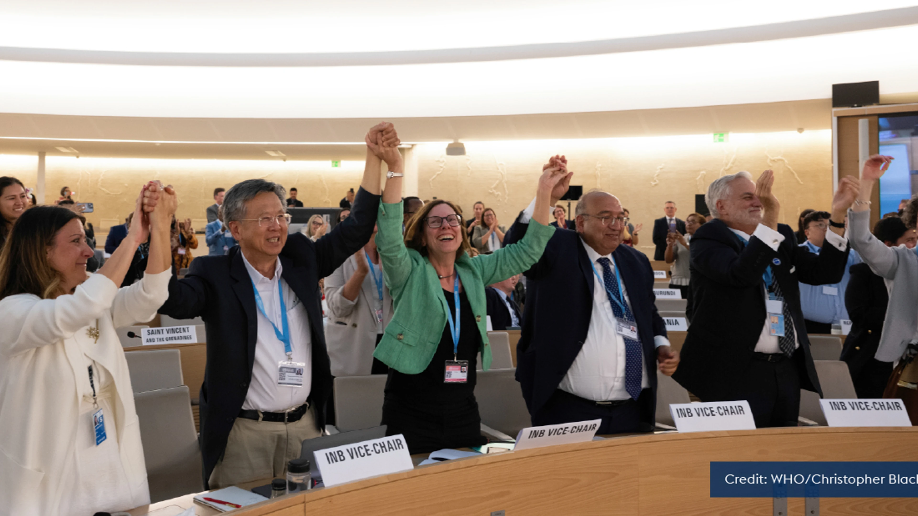 Pandemic Agreement signing moment 